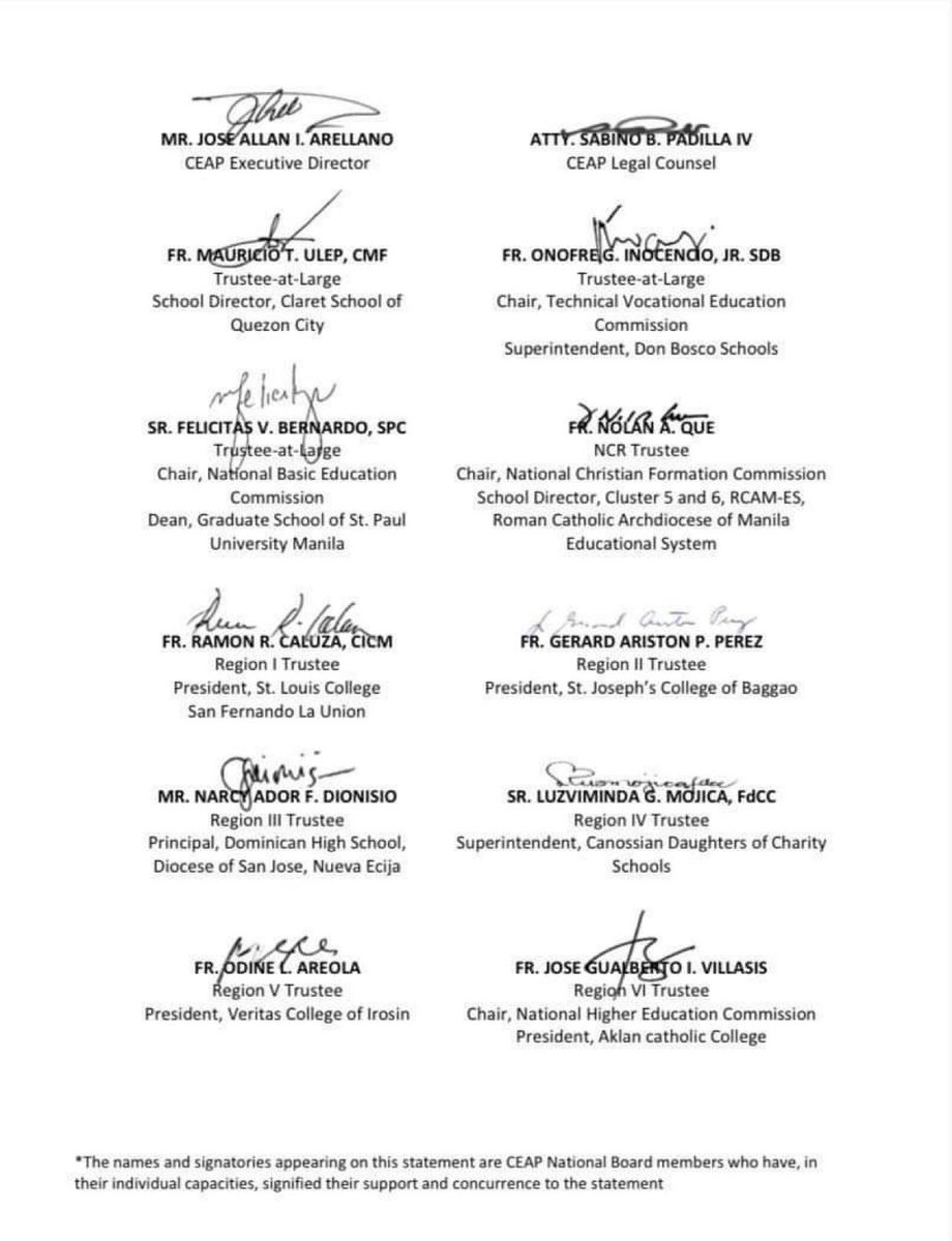 IanEsguerra's tweet photo. Full statement by the Catholic Educational Association of the Philippines: https://t.co/1aiOwkIomC