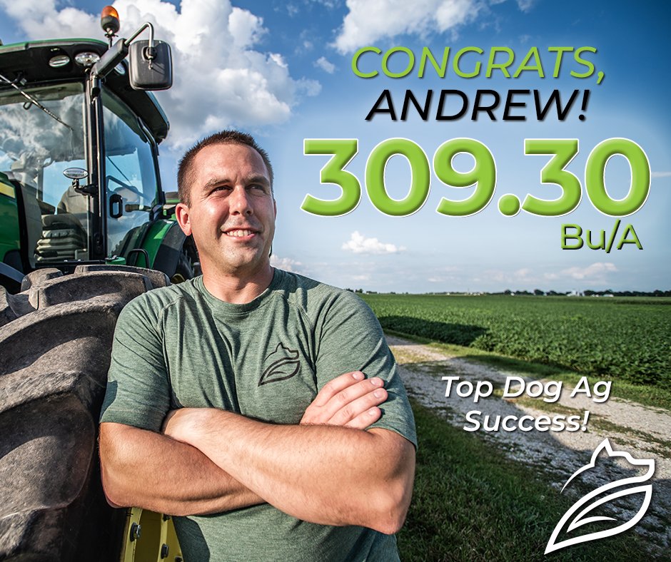 dog_ag's tweet photo. With results like these, why wouldn’t you want Top Dog to offer his expertise for your operation? 
Congratulations, Andrew, on winning your class of the 2021 NCGA Corn Yield Contest for Ohio! 
Read more about the contest and results here: https://t.co/fzmPQfBZjb.
#TopDogAg https://t.co/ooallBVfAj