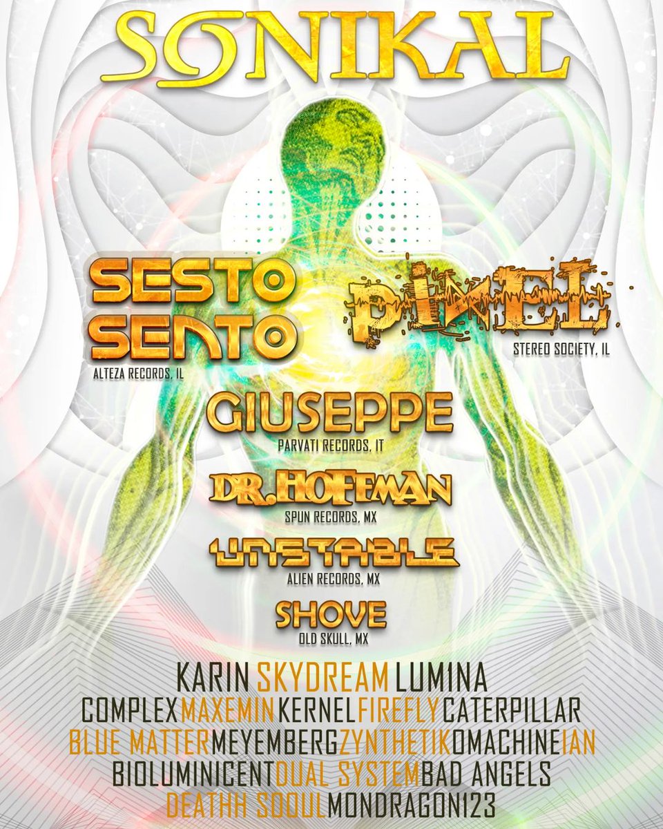 NochesElectroMx's tweet photo. 🤖 Les presentamos el cartel completo de SONIKAL by 360 Productions 🤩
26.Febrero.2022 #EdoDeMx
🎟 556187-0424 📲 

#HappyPeopleHappyMusic #ILiveForTheWeekend #ParvatiRecords #NochesElectrónicas https://t.co/9umCKAQ36L