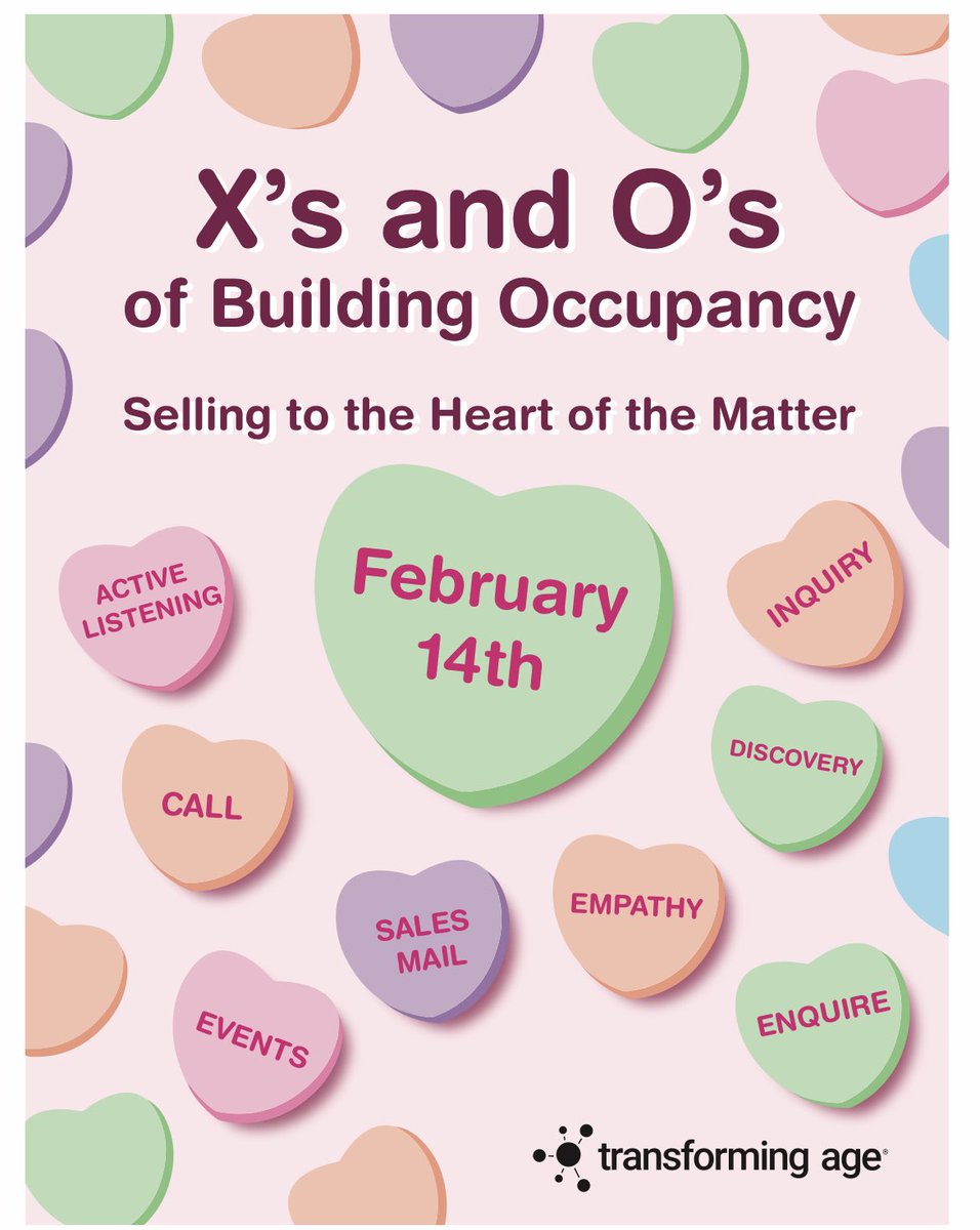 CHilltohey's tweet photo. 1 week until I have the honor of coaching our Sales team on the Xβs and Oβs of Building Occupancy! Selling to the heart of the matter is what we do at @TransformingAge π₯°β€οΈ #artandscience #coach #growoccupancy #sales #servingseniors https://t.co/7a1Sbyg3CG