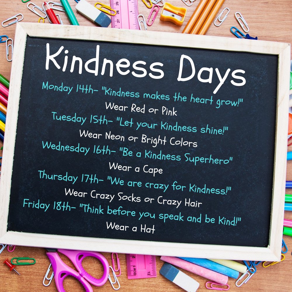 CastlemanCreek's tweet photo. We are so excited to be focusing on the character trait of kindness this month.  Next week there will be some fun dress-up days to help us remember to be kind!
#ccesel https://t.co/9xXKdH2kar