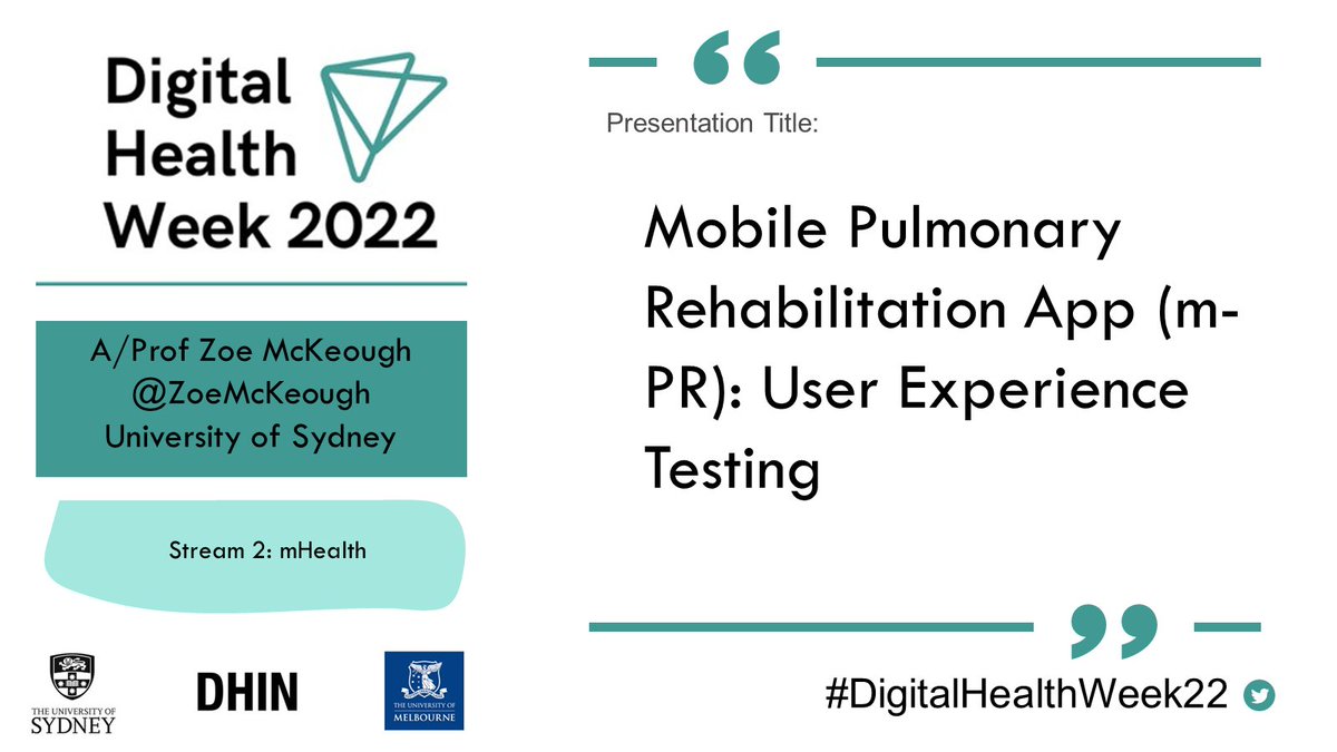 DigitalHealthNetwork (@digitalhealthn) on Twitter photo A/Prof Zoe McKeough <a href="/ZoeMcKeough/">Zoe McKeough</a> from <a href="/Sydney_Uni/">University of Sydney</a> will present her research #Mobile Pulmonary Rehabilitation #App (m-PR): #UX Testing A/Prof Zoe McKeough <a href="/ZoeMcKeough/">Zoe McKeough</a> from <a href="/Sydney_Uni/">University of Sydney</a> will present her research #Mobile Pulmonary Rehabilitation #App (m-PR): #UX Testing