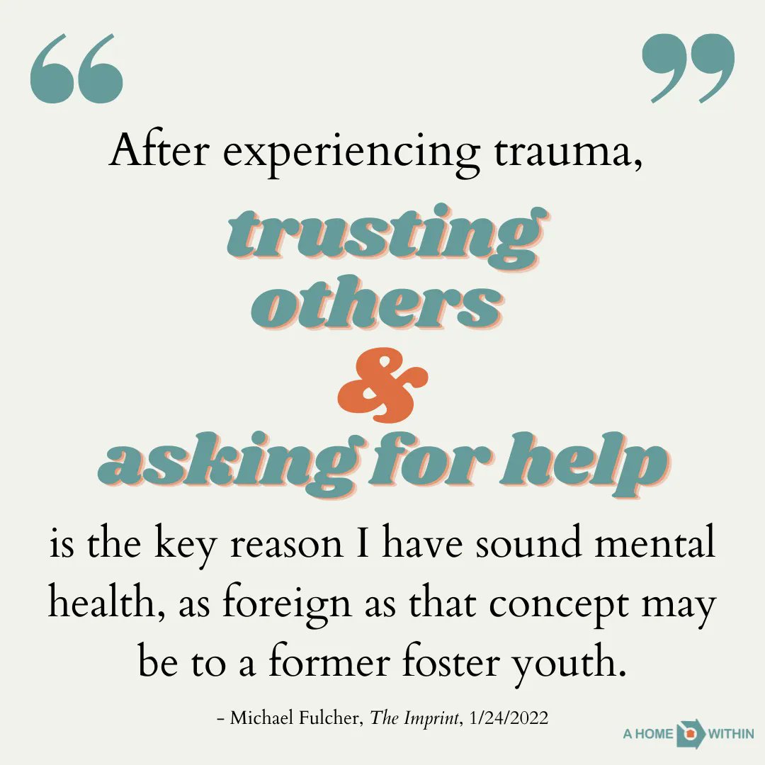 AHomeWithin's tweet photo. Former foster youth Michael Fulch shares his thoughts on trauma, foster care, and mental health in this article from @TheImprintNews. Read the article: https://t.co/A0wxVWy87D.
#ahomewithin #therapy #therapist #volunteer #mentalhealth #foster #fostercare #fosteryouth https://t.co/qJtaH9kAe5