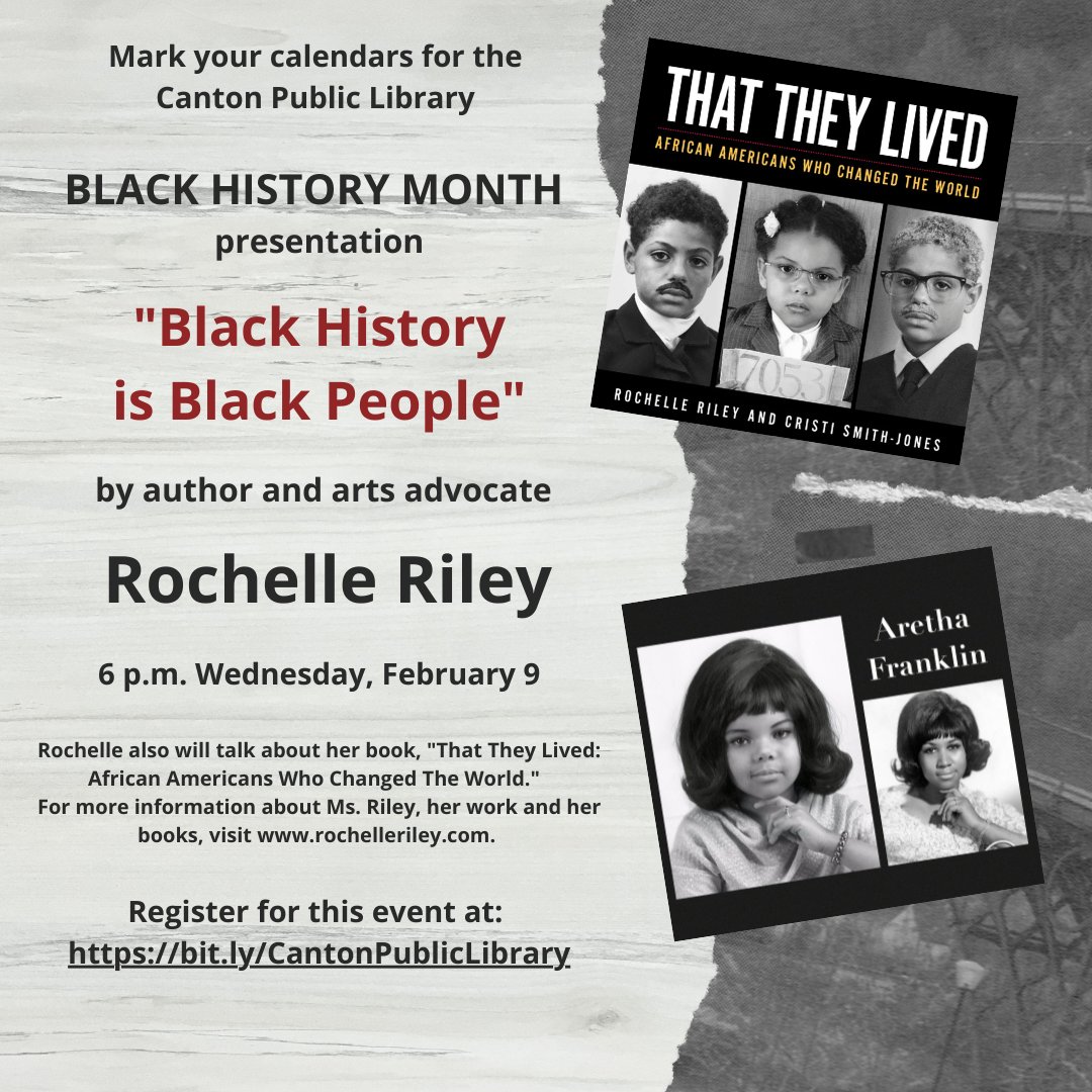 rochelleriley's tweet photo. Join us Wednesday for a positive discussion about how we can all get along!
#ThatTheyLived #CantonPublicLibrary https://t.co/3NQPXMa115