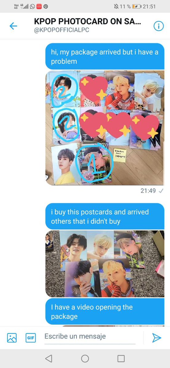 beomgyugyu2's tweet photo. I bought to @KPOPOFFICIALPC / @nctalbumsaleon 42 photocards. They sent unprotected &amp; without any sleeve. 17.1 wons
all arrived with defects and postcards that she sent me were all different from the ones i had bought her.

3333208913785 kakaobank she still selling but not answer https://t.co/vLVkiy3BkQ
