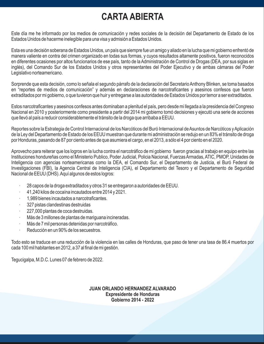 CARTA ABIERTA