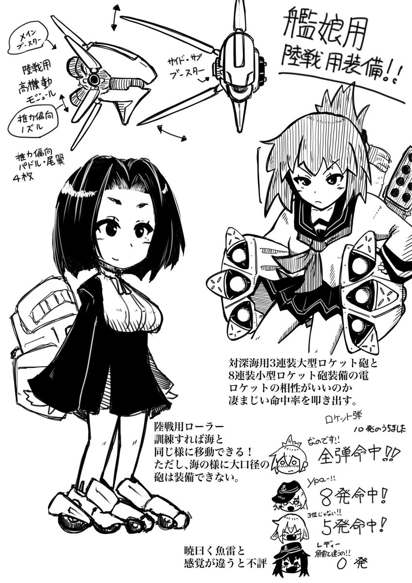 艦これやアズレンに陸戦があっても不思議じゃないと思うんよね、拠点を制圧してもそこを防衛しなきゃいけないし、陸上部隊相手に海上部隊じゃ迎撃はできても防衛戦がないから突破されて制圧されると思うんよ

でそんなこんなで書いてる陸戦装備 