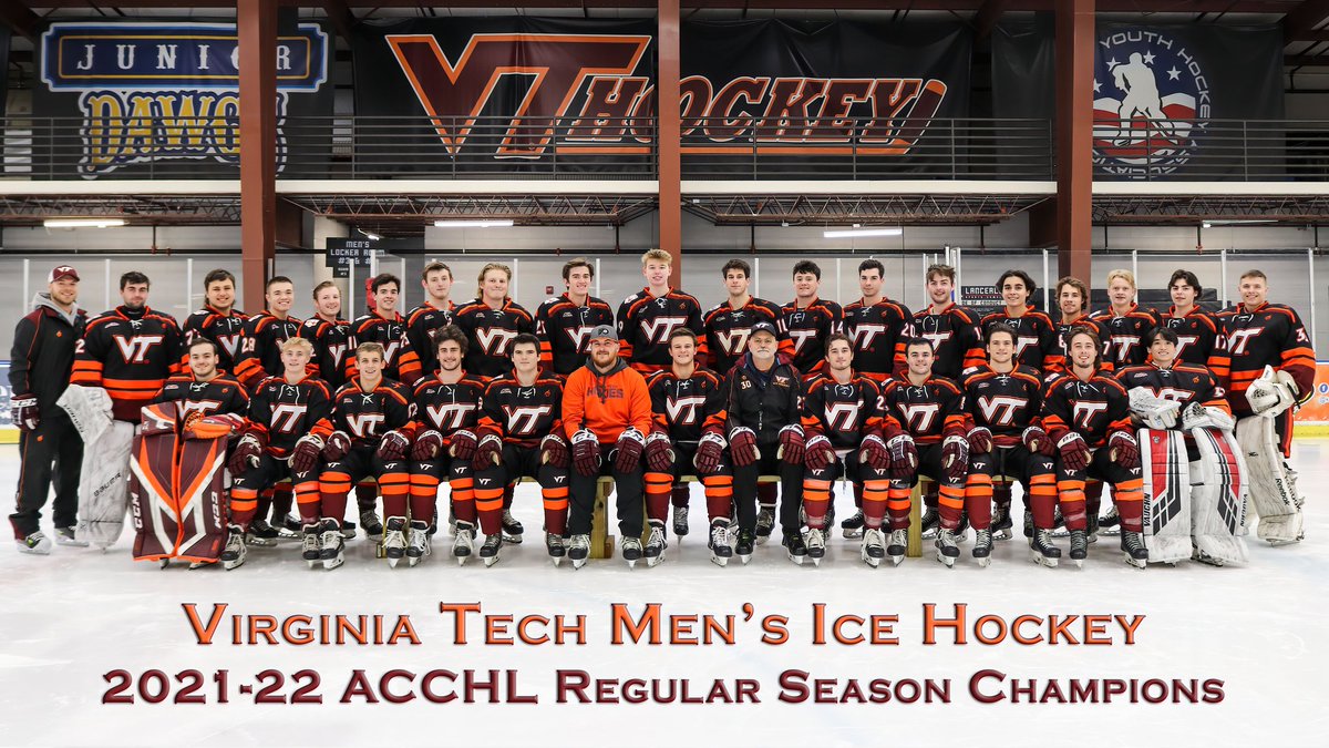 Goal #1 ✅️
Goal #2 ✅️
Goal #3 ✅️
Ladies &amp; Gents, say hello to the 2021-22 ACCHL Regular Season Champs!!  With our 9-0-1 league record (17-4-1-1 overall) we head into the ACCHL playoffs as the #1 seed. More work to do.
#vthockey #acchl #achamensd2 #RoadToColumbus #gokies🏒