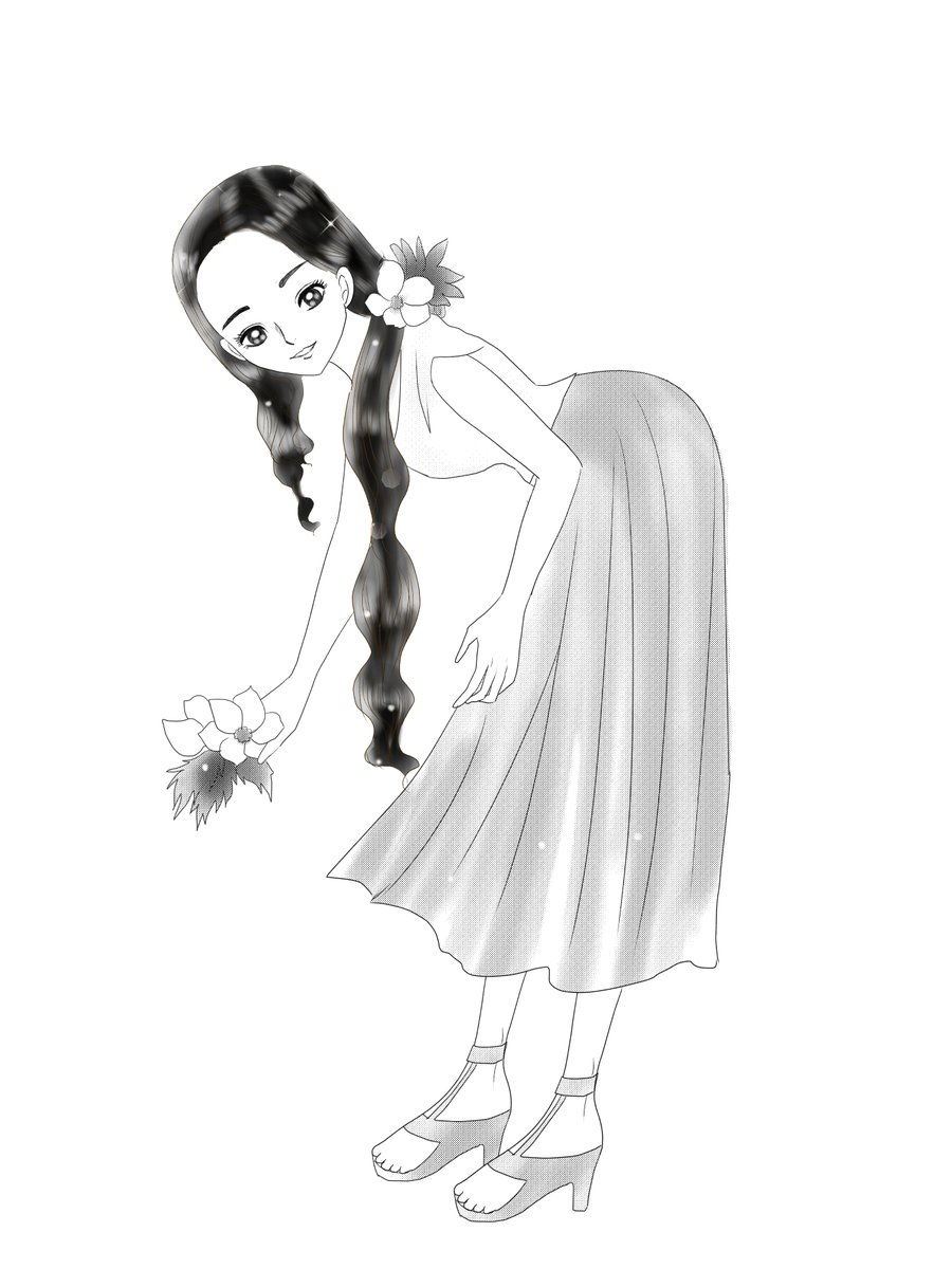 昨日描いた絵です(*'▽`*)
恋の魔法とおまじない686-3ペン、イラストACさん素材ちびモブ会社員、旧新4月19日一輪草(いちりんそう)白黒化 
