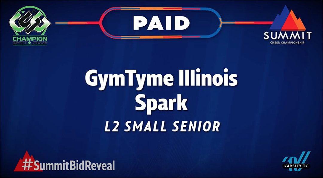 GymTymeIL's tweet photo. Congratulations SPARK on your PAID bid to The Summit! #WhatsUp7 #WeOutHere #ClimbAsOne https://t.co/li0Xazg8WY