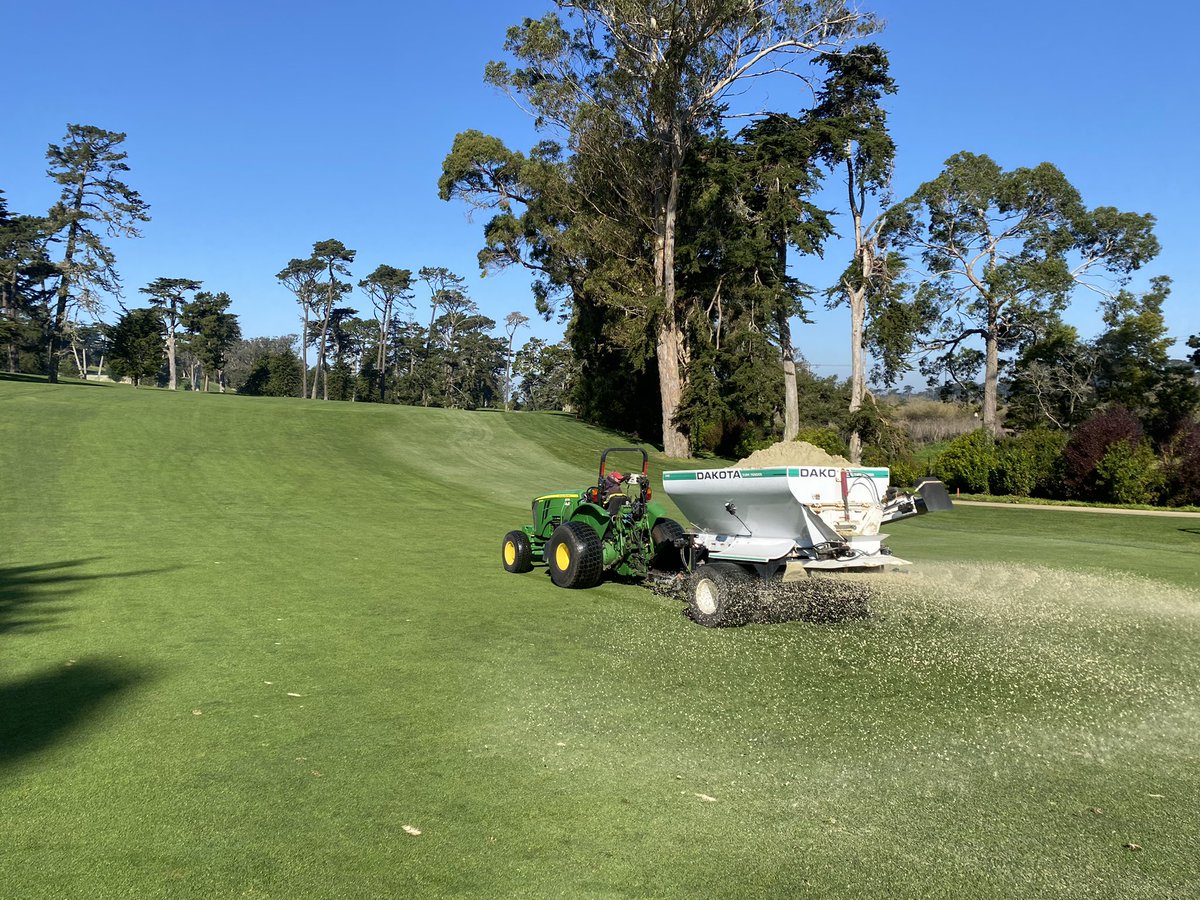 Beautiful day to get sand down on all shortgrass and greens. Sunny and pushing 70 in February!