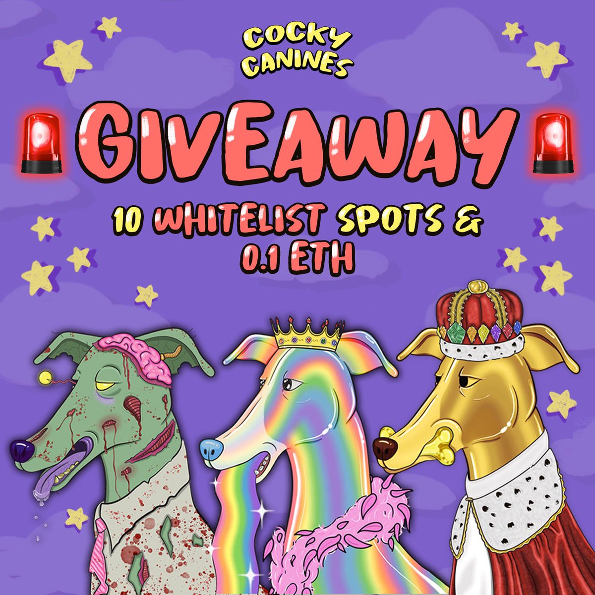 cockycanines's tweet photo. 🚨🚨GIVEAWAY ALERT🚨🚨

How to win a whitelist spot or 0.1 ETH!

1. Like &amp; RT this tweet

2. Follow us on Twitter &amp; Instagram

3. Join our discord! Link in bio🔥

Winners will be picked at random and be revealed on Sunday 2/13 at 9PM EST
#NFTGiveaway #NFT #ETH https://t.co/HkcvhJrd53