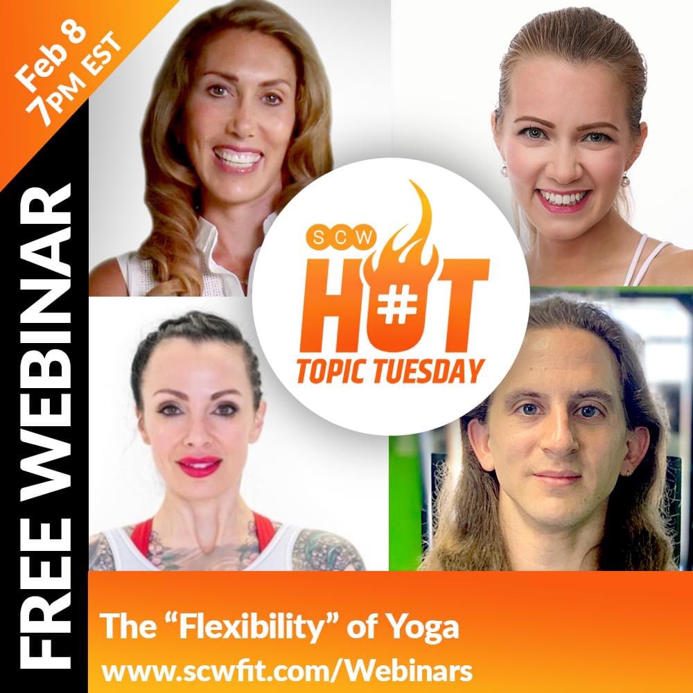 scw_mania's tweet photo. SCW Free Webinar | The "Flexibility" of Yoga
Join our panel of experts as they examine different yoga forms and how to implement it into your clients programming.
Register for FREE at https://t.co/VNZ9F1hA2r #share #scwfitness #fitness #scwmania #scwfit #tagyourself https://t.co/GSPB25LYV2