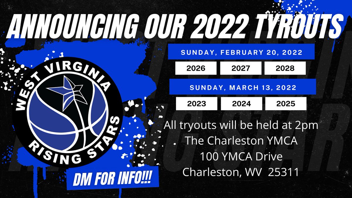 WVRisingStars's tweet photo. Checkout our 2022 Tryout Dates! https://t.co/gP66uxXcLY