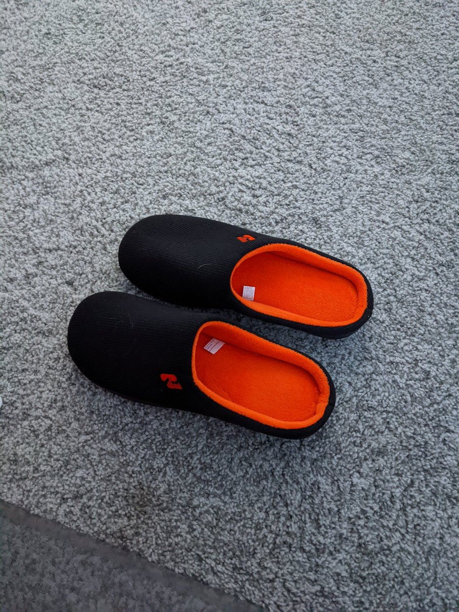 wjt's tweet photo. My new slippers game today! They are so cozy. I might double down and get their campground ones too! #rockdovefootwear https://t.co/bJsqQxqu3V