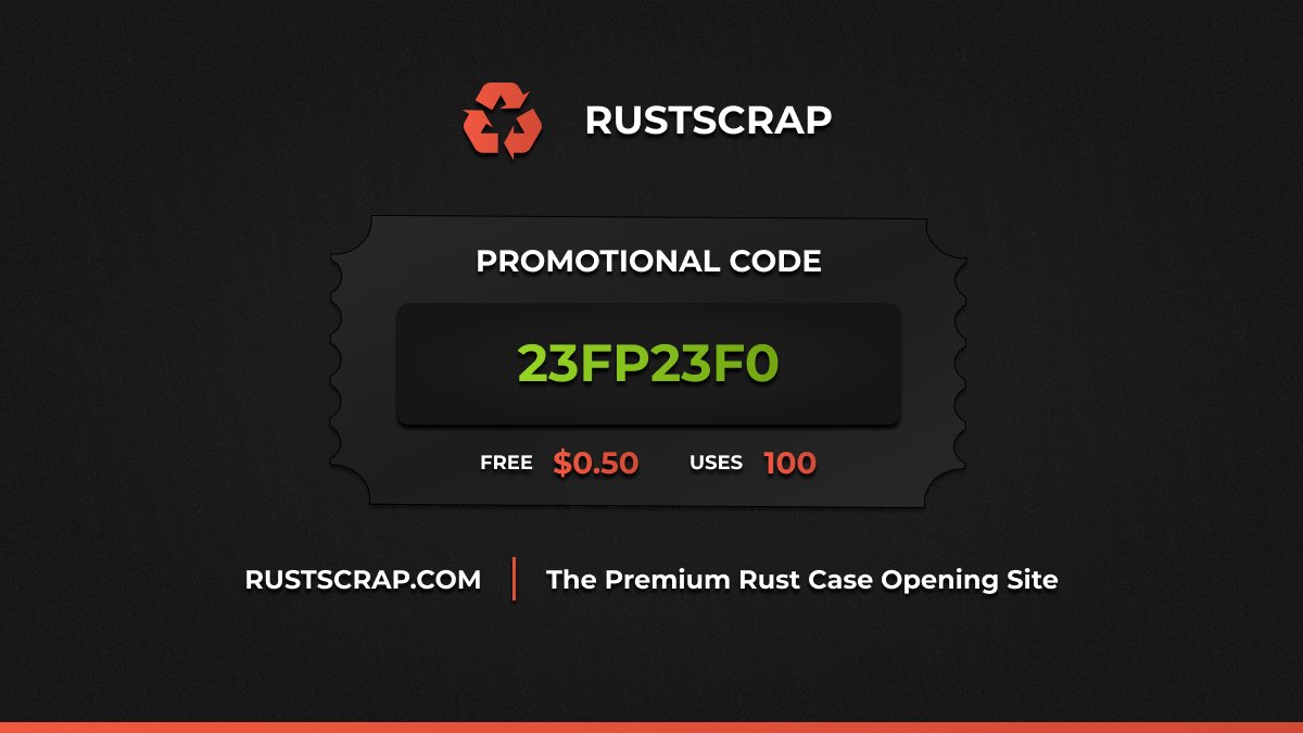 RustScrap's tweet photo. ⚠️ NEW PROMO CODE ⚠️

- 0.50 Scrap
- 100 Uses

Claim Here:
🌐 https://t.co/xs5tMve5SO https://t.co/F2GtiT0KBd