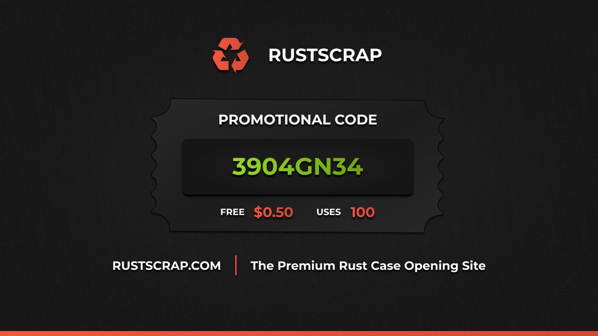 RustScrap's tweet photo. ⚠️ NEW PROMO CODE ⚠️

- 0.50 Scrap
- 100 Uses

Claim Here:
🌐 https://t.co/xs5tMve5SO https://t.co/6saeNYyaGD
