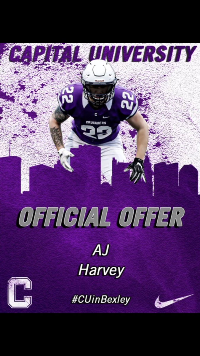 Aj Harvey (@_ajharvey_) on Twitter photo Blessed to receive my 7th offer from Capital University! @CoachJBlack1 <a href="/CapitalU_FB/">Capital University Football</a> Blessed to receive my 7th offer from Capital University! @CoachJBlack1 <a href="/CapitalU_FB/">Capital University Football</a>