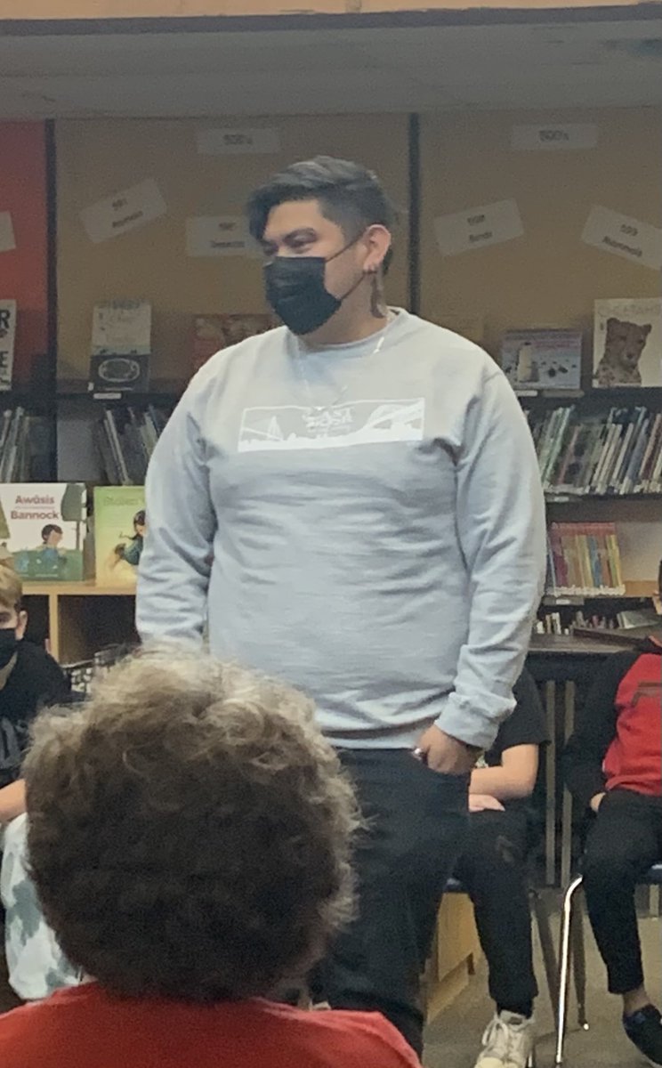 Residential School Survivor Cyril Pierre talks with ESR students about his experiences at Residential School. His son, artist Rain Pierre, collaborates with students to design a piece of art from today’s session. We are learning together. #MPSD #BCPVPA #ASN #healingthroughart