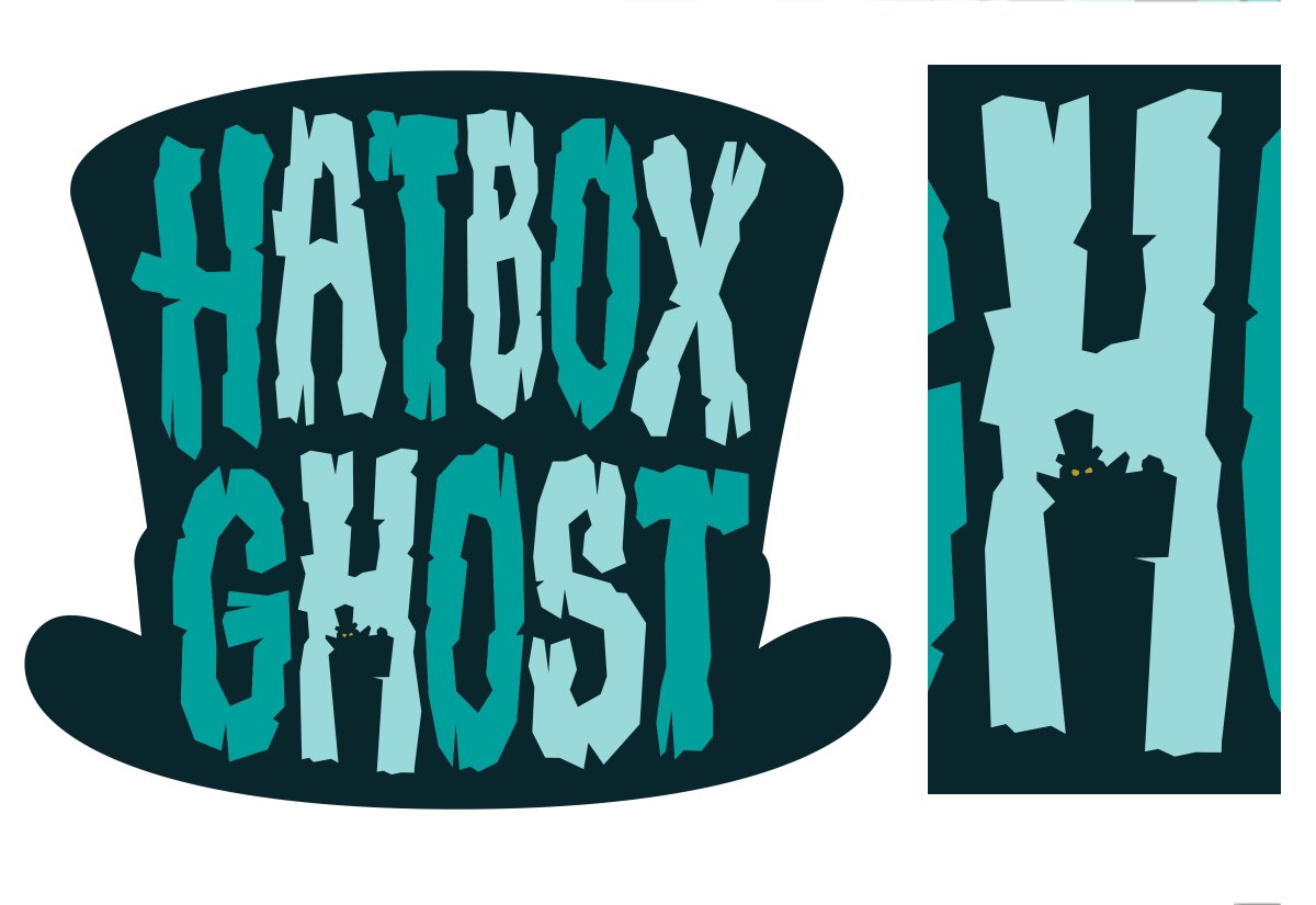 Back in the day at Disney Creative Group. Did some #HauntedMansion type for merch. Nobody ever noticed that #Hatboxghost himself was hiding in that 'H'. #Disney #MagicKingdom