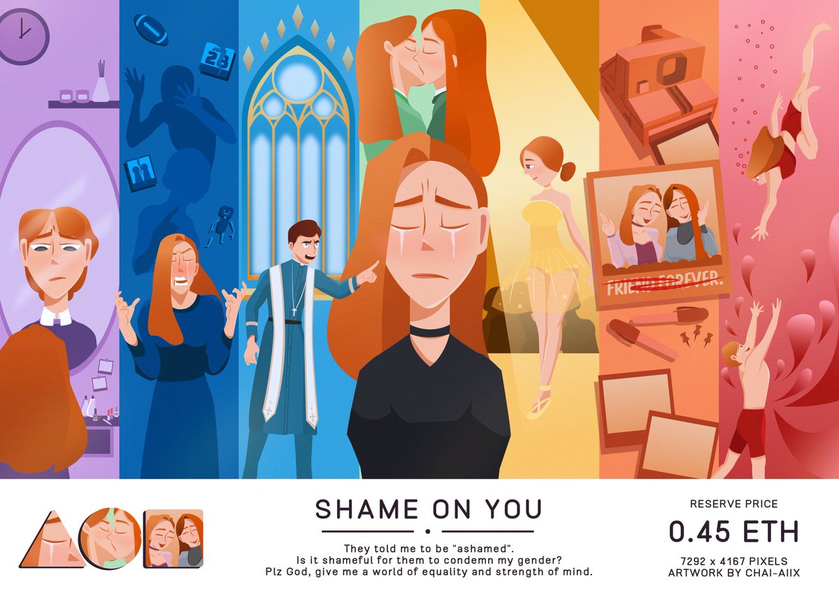 ❤️‍🔥SHAME ON YOU❤️‍🔥
They told me to be "ashamed" 🏳️‍🌈
Is it shameful for them to condemn my gender?

✨1st piece on @withFND
❤️Reserve price 0.45 $ETH

📌Available now : foundation.app/@chaiaiix_nft/…

#NFT #NFTCommunity #NFTartists 
#Foundation #nftcollector #Ethereum #NFTTHAILAND