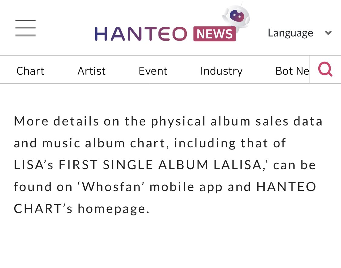 [Daily Ranking: February 7th] LISA’s ‘FIRST SINGLE ALBUM LALISA’ Places 1st.

🔗 hanteonews.com/en/article/bot…
🔗 hanteonews.com/ko/article/bot…

블랙핑크 리사 
#LISA #블랙핑크 #리사 #LALISA #MONEY
@BLACKPINK 
@HanteoNews 
@Whosfan_HANTEO