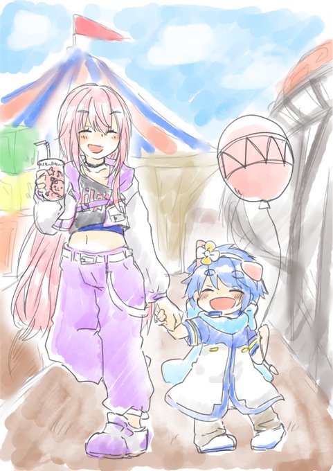 先日ビビバスに迷い込んだショタKAITOさんがフェニランに遊びに行く絵 