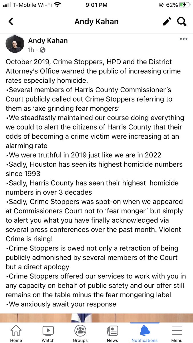 October 2019 Crime Stoppers alongside HPD and the District Attorney’s Office held a press conference warning the public of increasing crime rates especially homicide. We tried to alert Commissioner’s Court. We were called out for fear mongering. Today you agreed with us-Thanks!