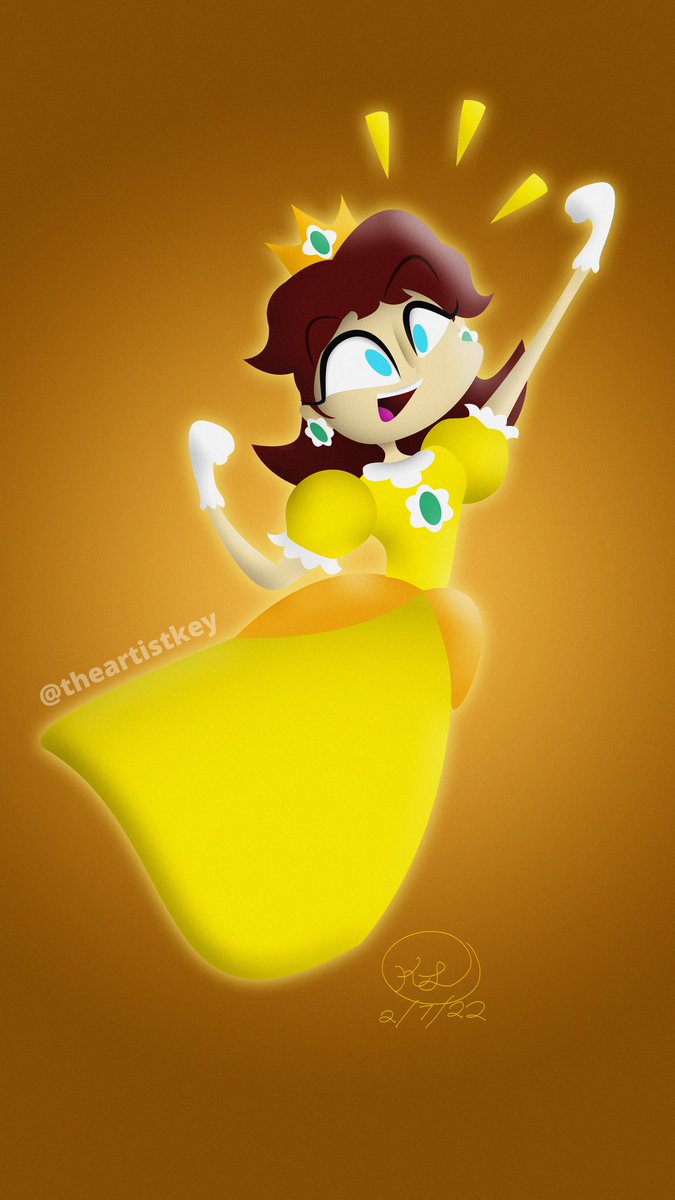 "Hi, She's Daisy!" // Finally bit the bullet and got an iPad Pro! Absolutely loving having the ability to do my art wherever I am! It'll definitely help increase my output 😉 // #mario #Nintendo #fanart #videogames #gaming #princessdaisy #mariokart #smashbros #marioparty