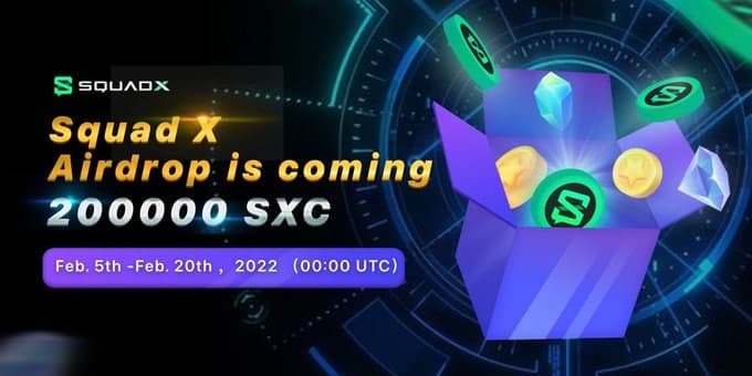 Airdrop6_com's tweet photo. New #airdrop: SquadX
Total reward: 200,000 SXC
Distribution date: February 25th

🔗Airdrop Link: https://t.co/vX6WIR94qF

Enter the invitation code: 780595 https://t.co/ibqRV2zNmT