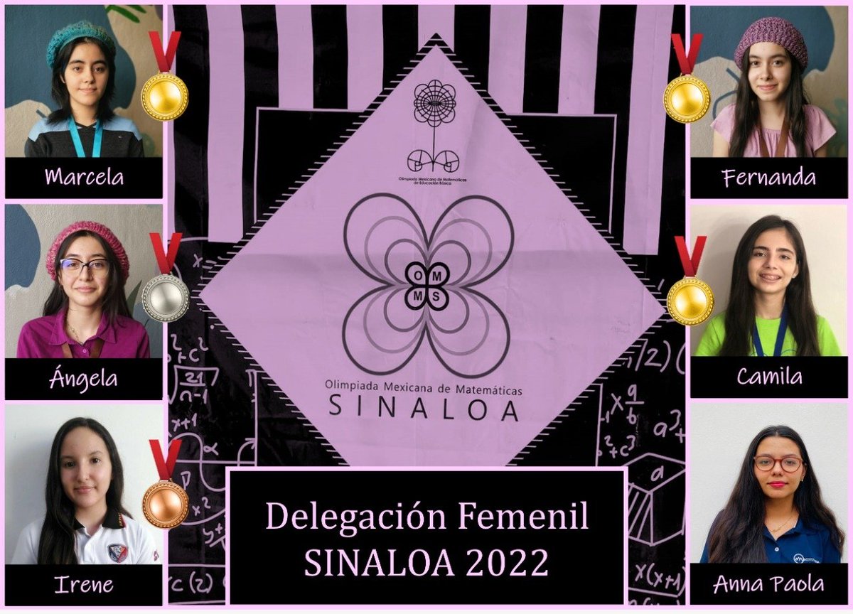 OmmSinaloa's tweet photo. Excelentes resultados para Sinaloa en el 1er Concurso Femenil de la Olimpiada Mexicana de Matemáticas...

3 OROS 🥇🥇🥇
1 PLATA 🥈
1 BRONCE 🥉

¡¡¡FELICIDADES CHICAS!!! https://t.co/tSI84Meuu1