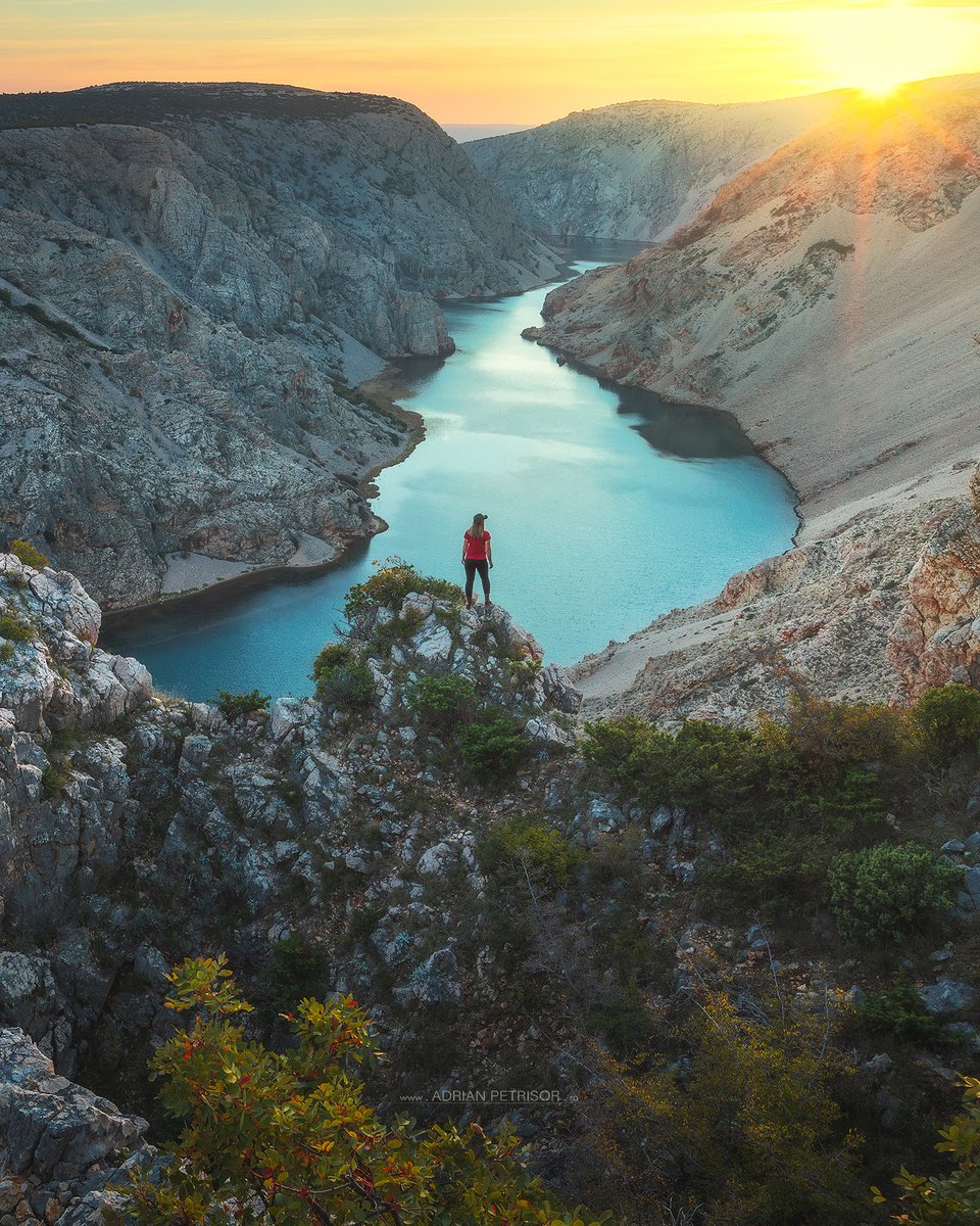 Sunset light in a great canyon from Croatia. #sunset #silhouette #travelphotography #Croatia #Canyon #girl #River #Travel #bestlight #Europe #hike #landscape #view #naturelovers