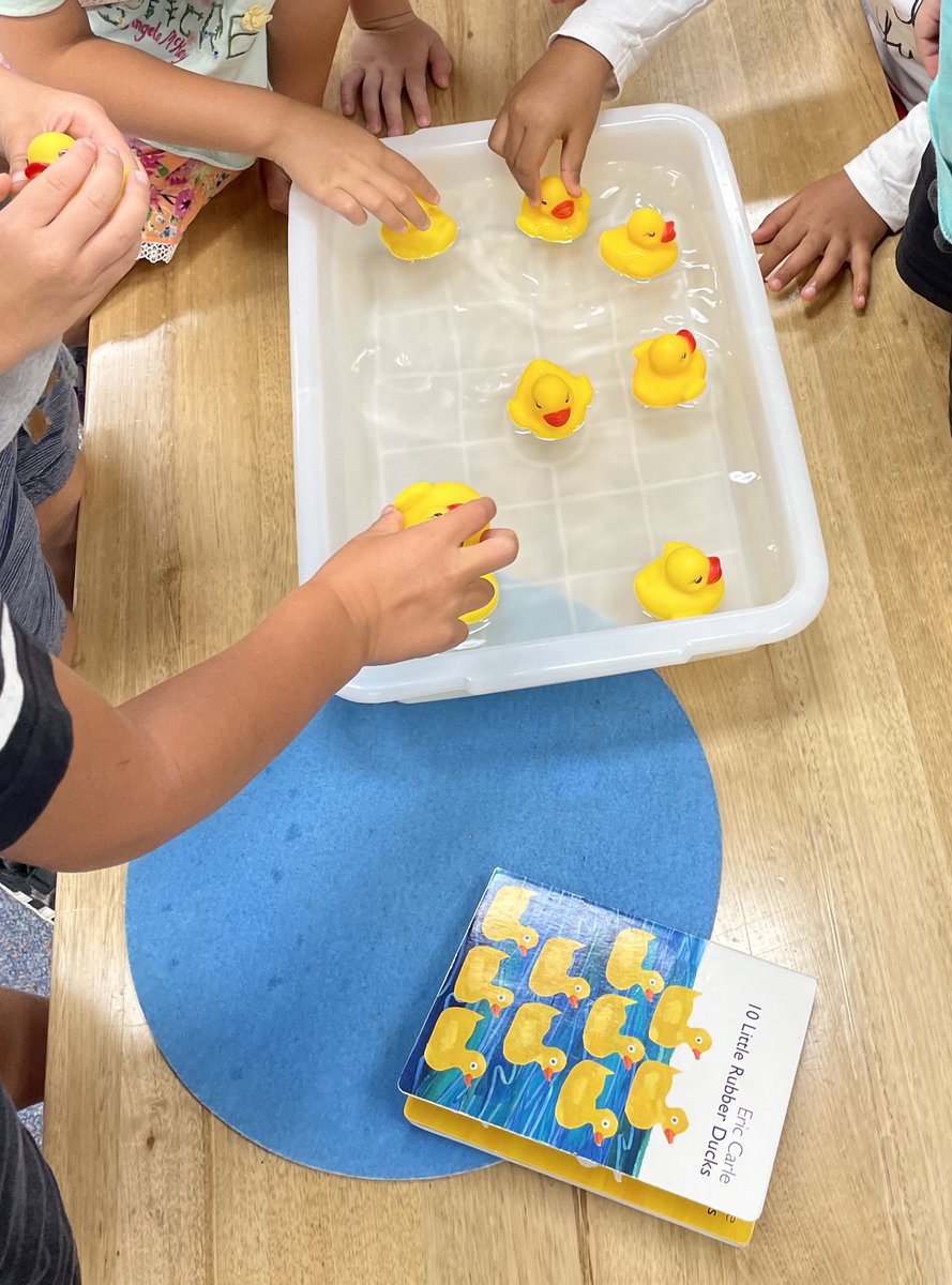 Luci_May11's tweet photo. Just checking to see if the 10 Little Rubber Ducks really would float! What else can we find that floats? I wonder why some things float and some things sink? (And yes, that is an ‘I was right’ success face!) 💛 #teampreschool #inquirylearning #floatingandsinking https://t.co/zs491vUdRT