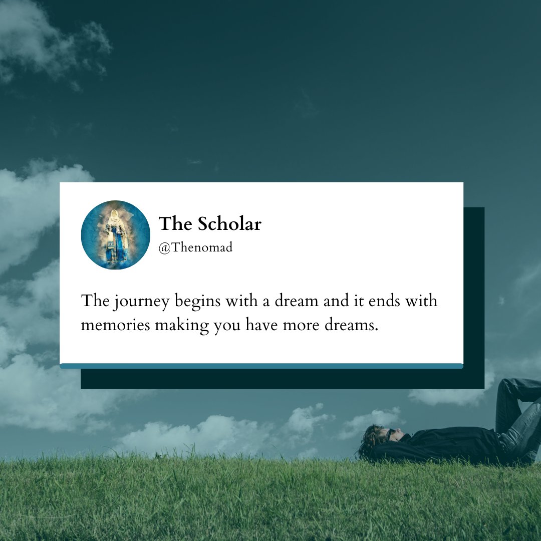 Scholar_nomads's tweet photo. Dreaming is what gives us that fuel to start our days. Scholars dream of knowledge, explorers dream of adventure and the nomads dream of both.
#communfty is a dream that gets clearer everyday.
Would you dare to join us ?
#nft #dream #nft_dream #thenomad @commuNFT_y https://t.co/IR42G1FO9M