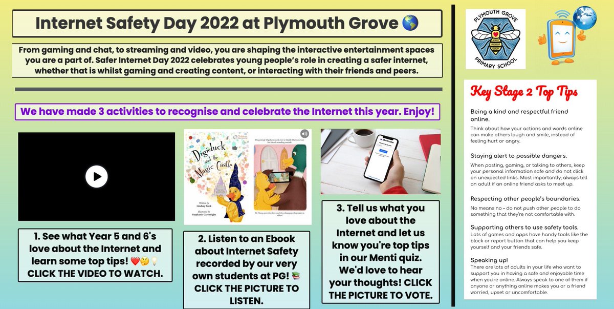 Using @seesaw to promote student made videos, and student read ebooks with @BookCreatorApp and a @Mentimeter vote to celebrate #SaferInternetDay #studentvoice #edtech #digitalnatives