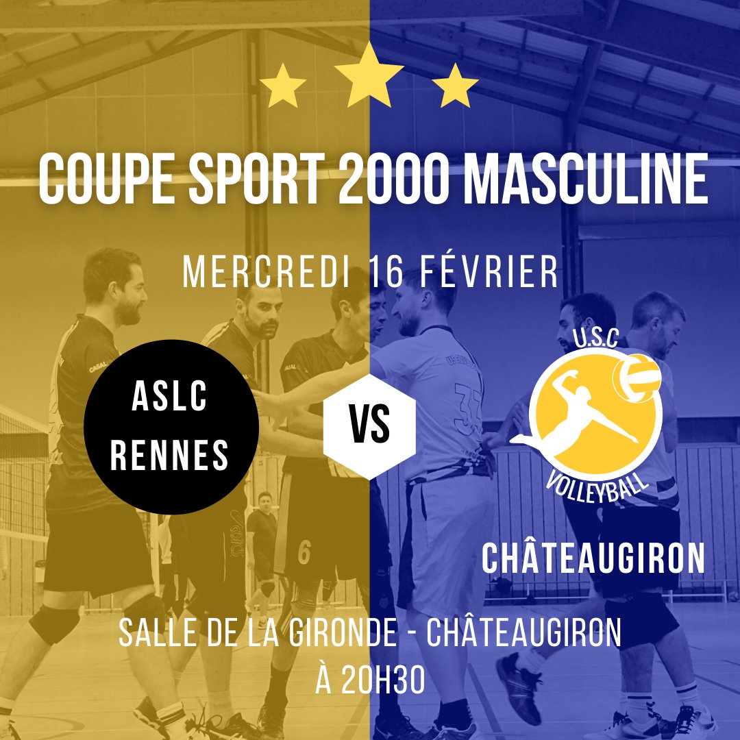 ChateauVolley's tweet photo. La phase de poule continue pour notre équipe coupe SPORT 2000 masculine. Leur prochain match se déroulera le 16/02 contre Rennes ASLC  à domicile donc plus aucune excuse, vous pourrez venir applaudir notre équipe masculine !! https://t.co/O279hpQwYd