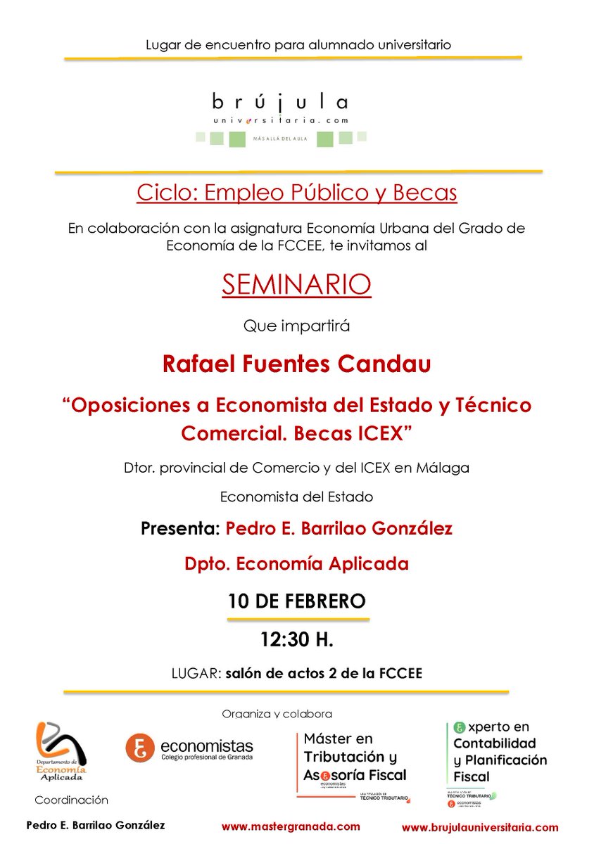 ¿quieres saber cómo ser Economista del Estado? ¿conoces las becas ICEX? te informamos el jueves 10 de febrero en FCCEE. Rafael Fuentes, Dtor. de Comercio e ICEX nos muestra el camino. Consejos para todos aquellos/as que transitáis el mundo de las oposiciones #brilloenlosojos