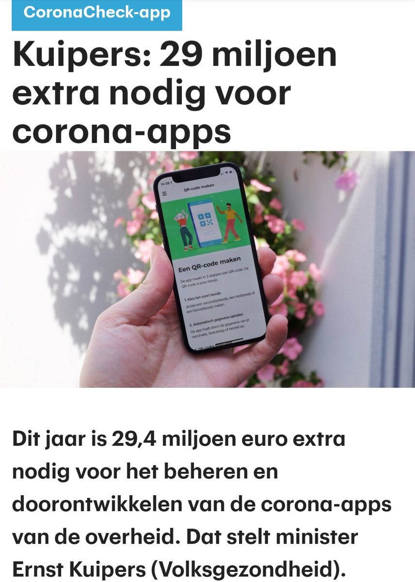 appeltroenen's tweet photo. #Kuipers gaat de #QRpas niet afschaffen, INTEGENDEEL, hij gaat bijna 30 miljoen investeren voor 'verbeteren' en uitbreiden van de #QRApp ! Hij gaat hooguit TOT 16 Maart in de 'gereedschapskist' ! 
Stem ze weg, en teken de petitie !
👇👇👇👇👇👇👇👇👇
https://t.co/H6drgwXm04 https://t.co/RYpOIhdtGZ