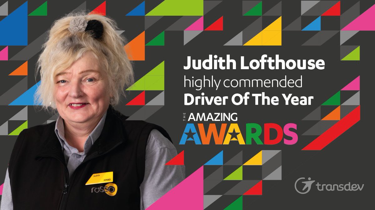 Rossobus's tweet photo. Congratulations Judith on being highly commended for Driver Of The Year! 🥳
An ever-popular figure at team Rosso, her first-class customer care & driving ability are renowned among regulars on her bus, while her colleagues say she helps anyone and everyone!
#AmazingAwards https://t.co/zFEpyFaoYs