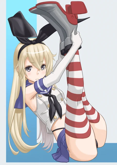 #ニーハイの日
最近の良さそな絵が無かったので過去絵の島風😓 