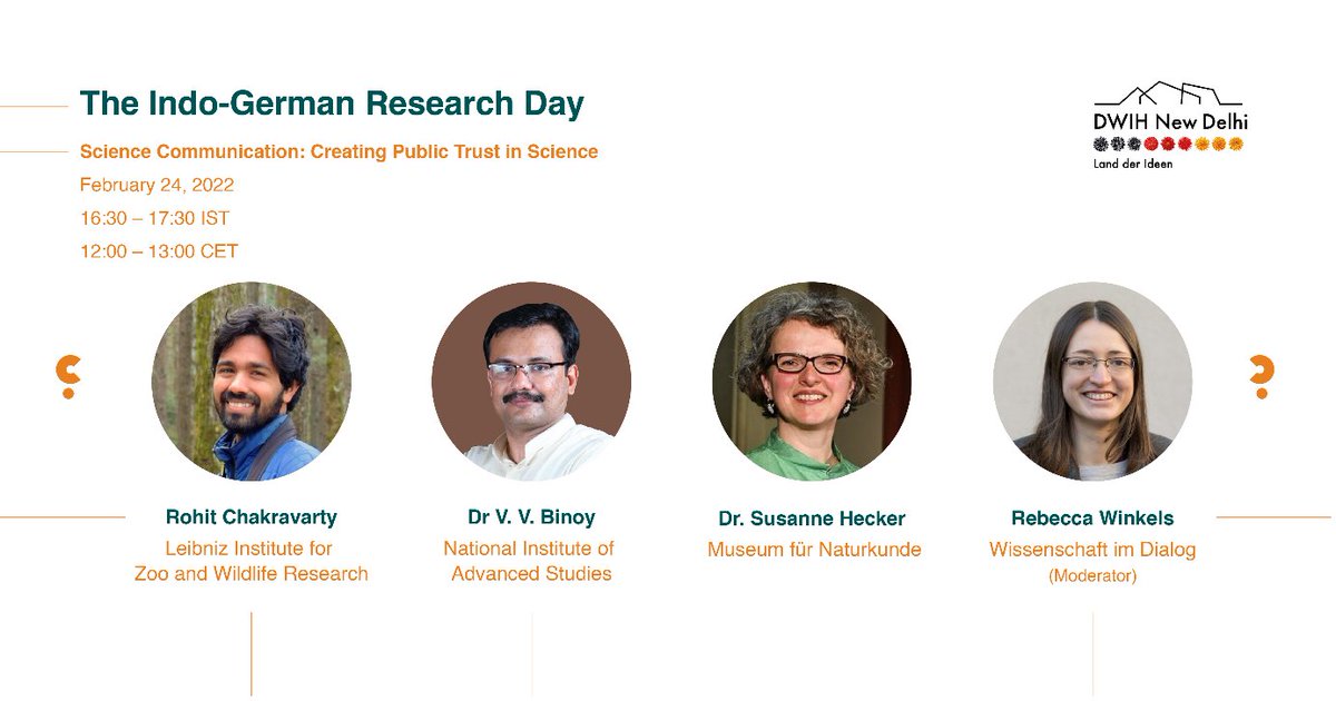 We will be at @DWIH_NewDelhi’s #IndoGermanResearchDay!! 
📆 24 Feb '22
Register now! 🌐 bit.ly/3dR0Vz3
#Scicomm #ResearchinGermany #PhD #Postdoc #Germany