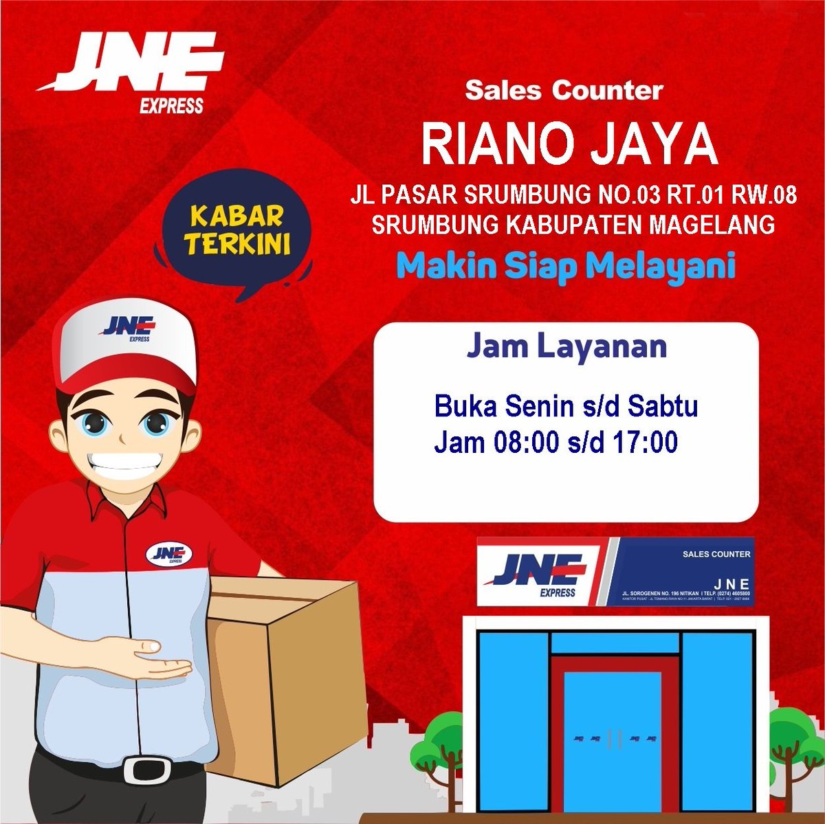 jnemgl's tweet photo. #temanJNE mimin mau kasih info nih buat kamu di wilayah Srumbung dan sekitarnya kalau mau kirim paket bisa banget di JNE RIANO JAYA lokasinya di Jl Pasar Srumbung no.03 rt 1 rw 8 Srumbung Kabupaten Magelang.
Buka setiap hari Senin - Sabtu jam 08.00 -17.00.
Kirim paket ya JNE ! https://t.co/U7I1y4ssTF
