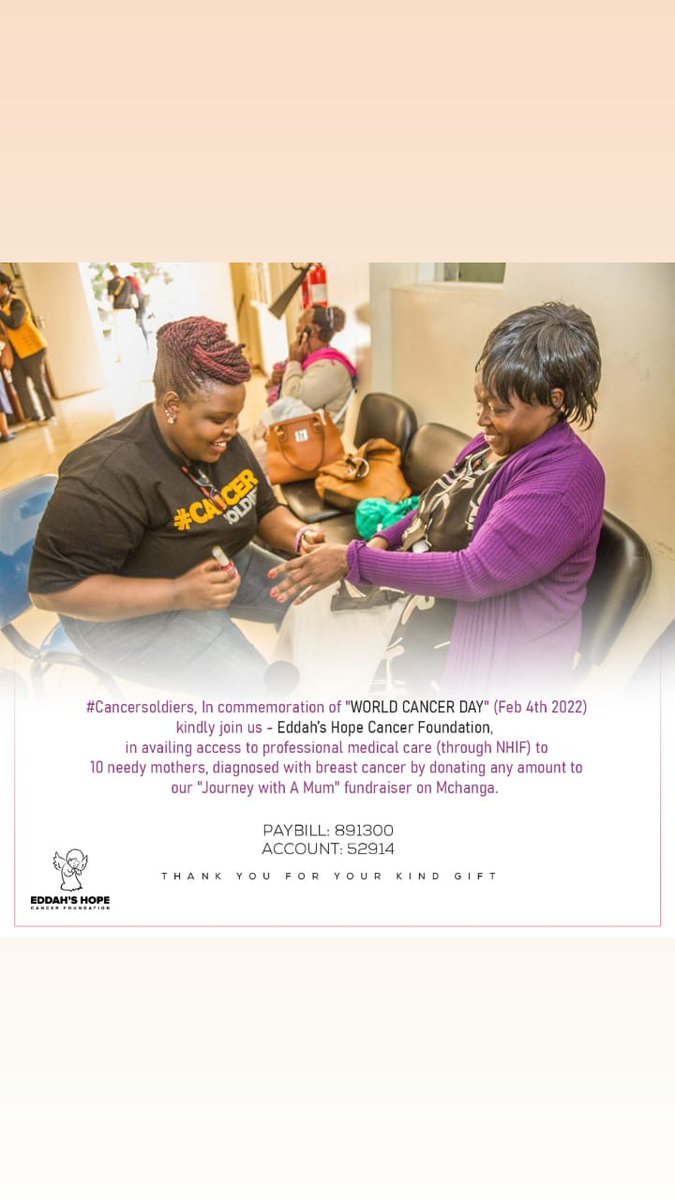 Eddahs_Hope's tweet photo. Hey #cancersoldiers just incase you missed it on our other socials. Any amount goes a long way! Paybill; 891300 Account: 52914 https://t.co/vci6qVCa2J