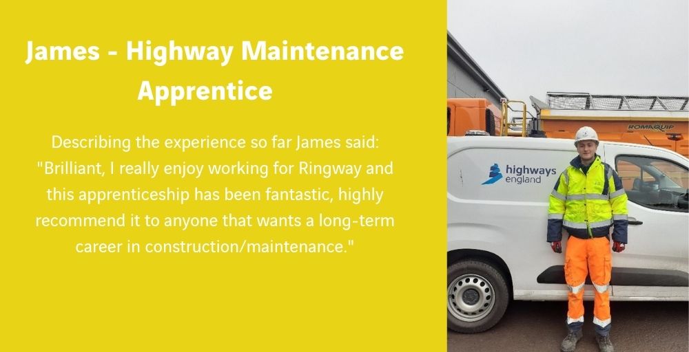 Ringway_UK's tweet photo. Meet James, one of our Highways Apprentices #NAW2022 #BuildTheFuture #Createyournextmove https://t.co/XHkqHpao7A