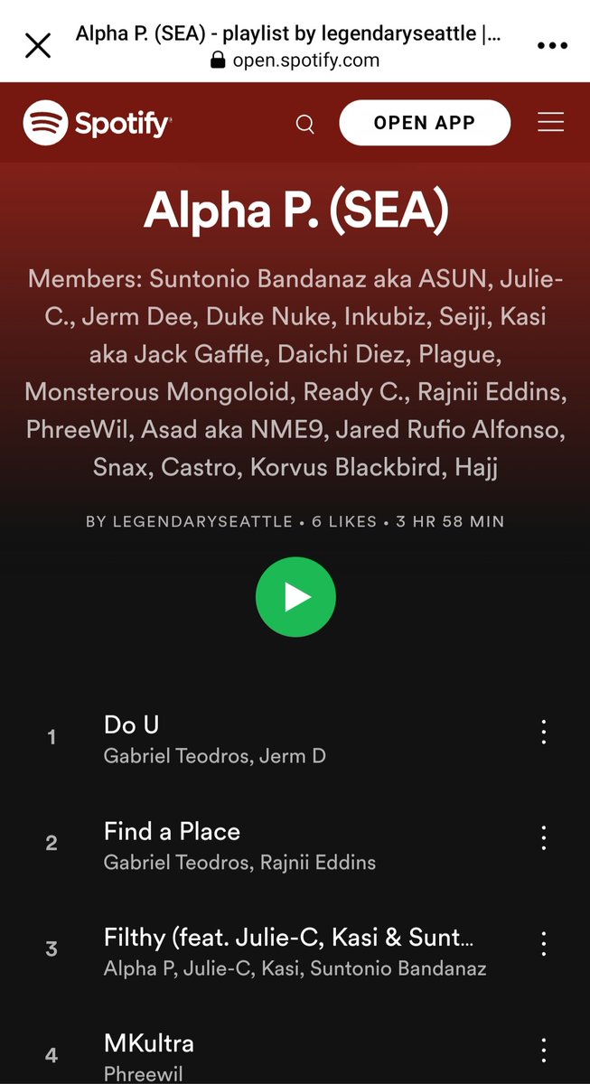 SeaRapHard's tweet image. #StreamTheTeam #AlphaP. #SEATTLE #RapHard #SQUAD
#Spotify #SupportSmallStreamers 
open.spotify.com/playlist/4hXjN…