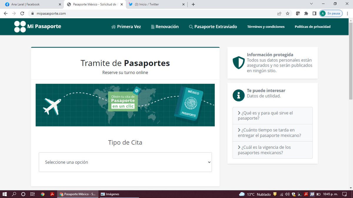 Esta página es falsa. Mucho cuidado a las personas que quieren hacer trámites de pasaporte. Está en el primer lugar del buscador de Google. Por favor tu Rt.