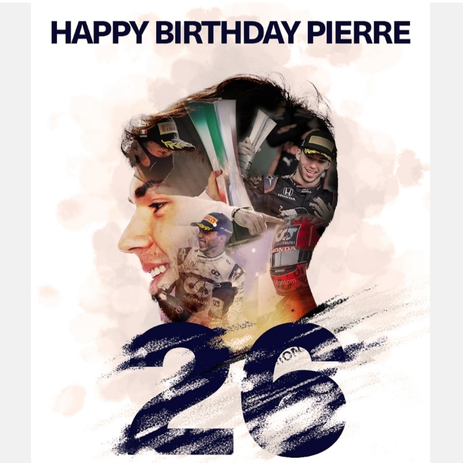 RedBullF1Group's tweet photo. Happy Birthday @PierreGASLY 🎉🎉
#GAS10 https://t.co/GDNn9p1UDS