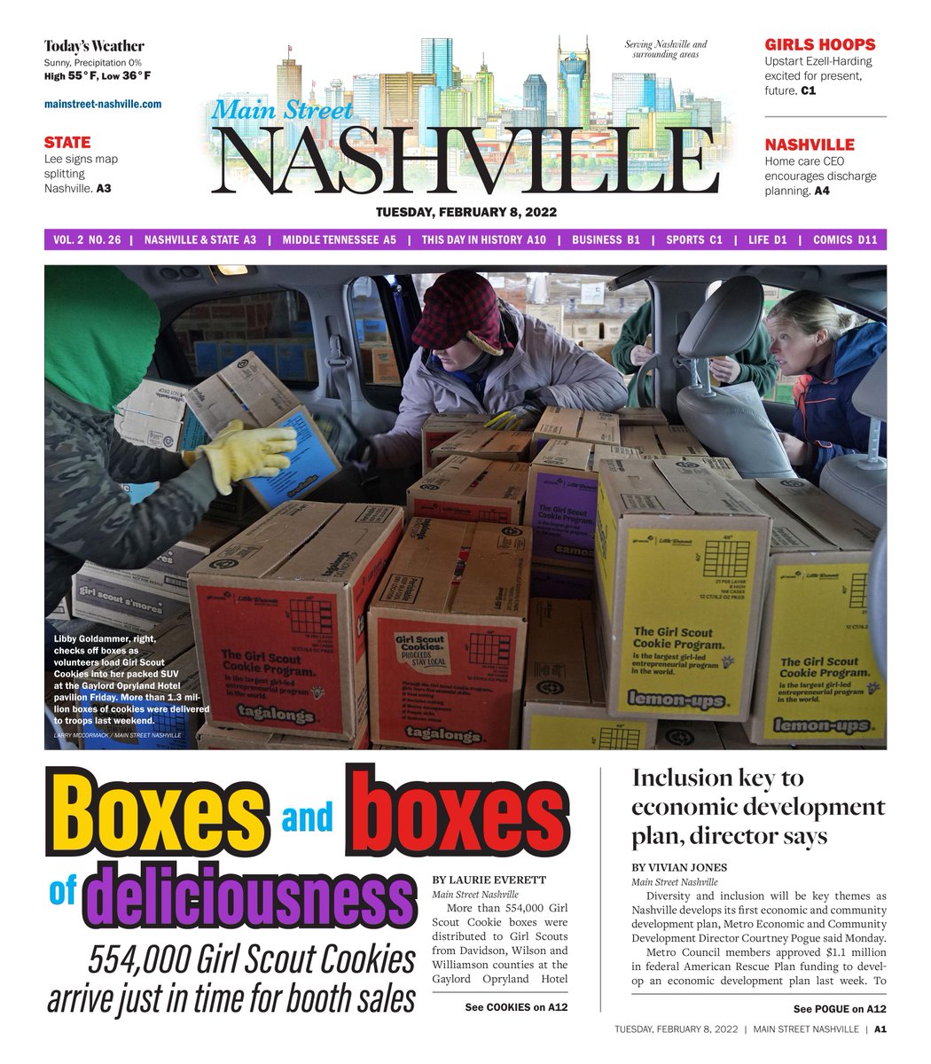 It's Girl Scout cookie season. Over a half-million boxes have arrived in Middle Tennessee. Do you have yours yet? Do you have a favorite? Check out the Feb. 8 e-edition of Main Street Nashville for your cookie fix, plus the latest Olympics news and more!
mainstreet-nashville.com