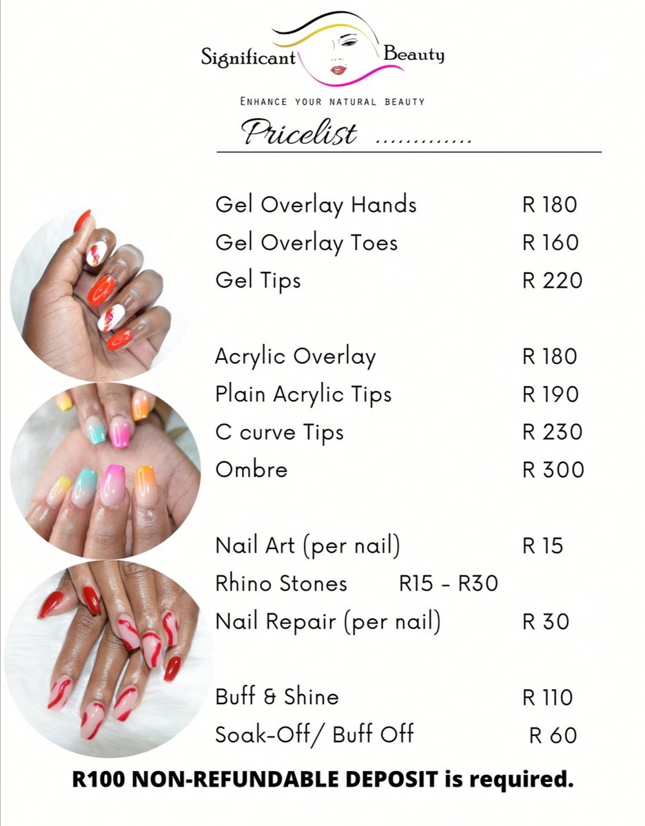Good Morning. I have slots available today and tomorrow for nails based in Pretoria Wonderpark. 
💅: 0744268810 

Please RT my clients might be on your time line. 😊 #GirlTalkZA

Haval | Mpho | Mlindo | Acacia | MaNgwabe | Bongani Dingwa