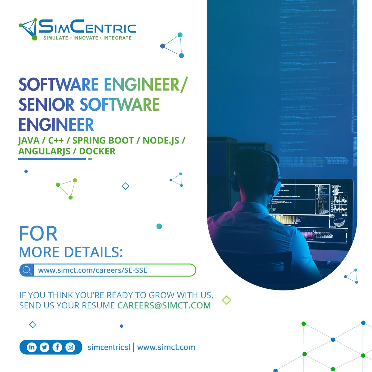 simcentricsl's tweet photo. Your Future Begins Here!
We are looking for motivated, experienced & challenging individuals to join our exceptional team as Senior Software Engineers/ Software Engineers - Come Join With Us!
For more details – https://t.co/oTmpSdcevR
#simcentricsl #simcareers #ITcareers https://t.co/oL1ZkSrcUw